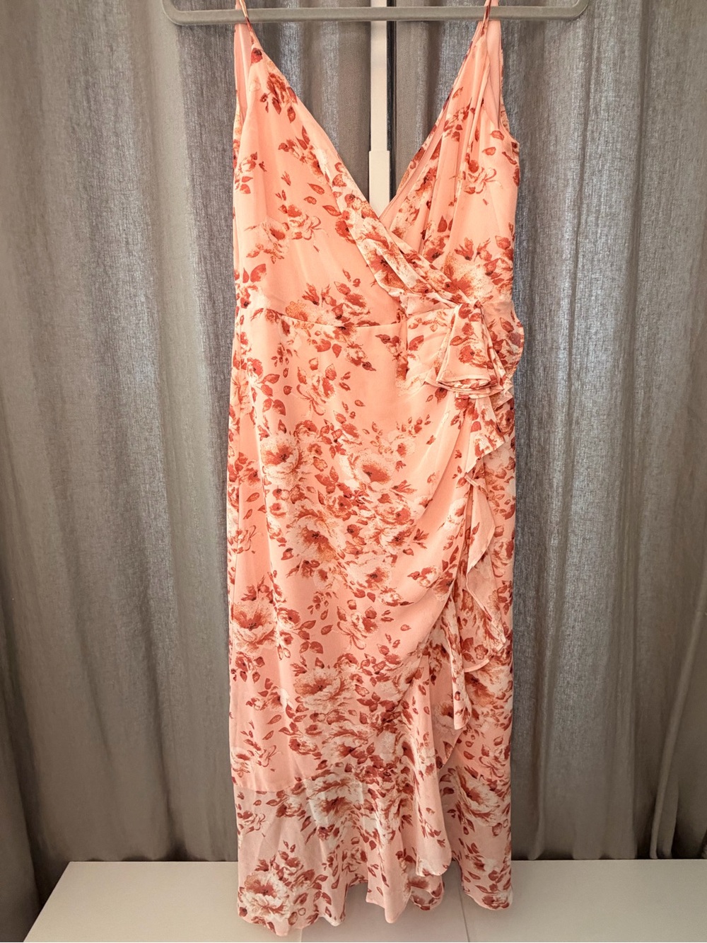Bardot Floral Midi Dress in light pink